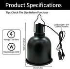 5.5" Deep Dome Reptile Light Fixture For Heat Lamp Focused Heat Lighting