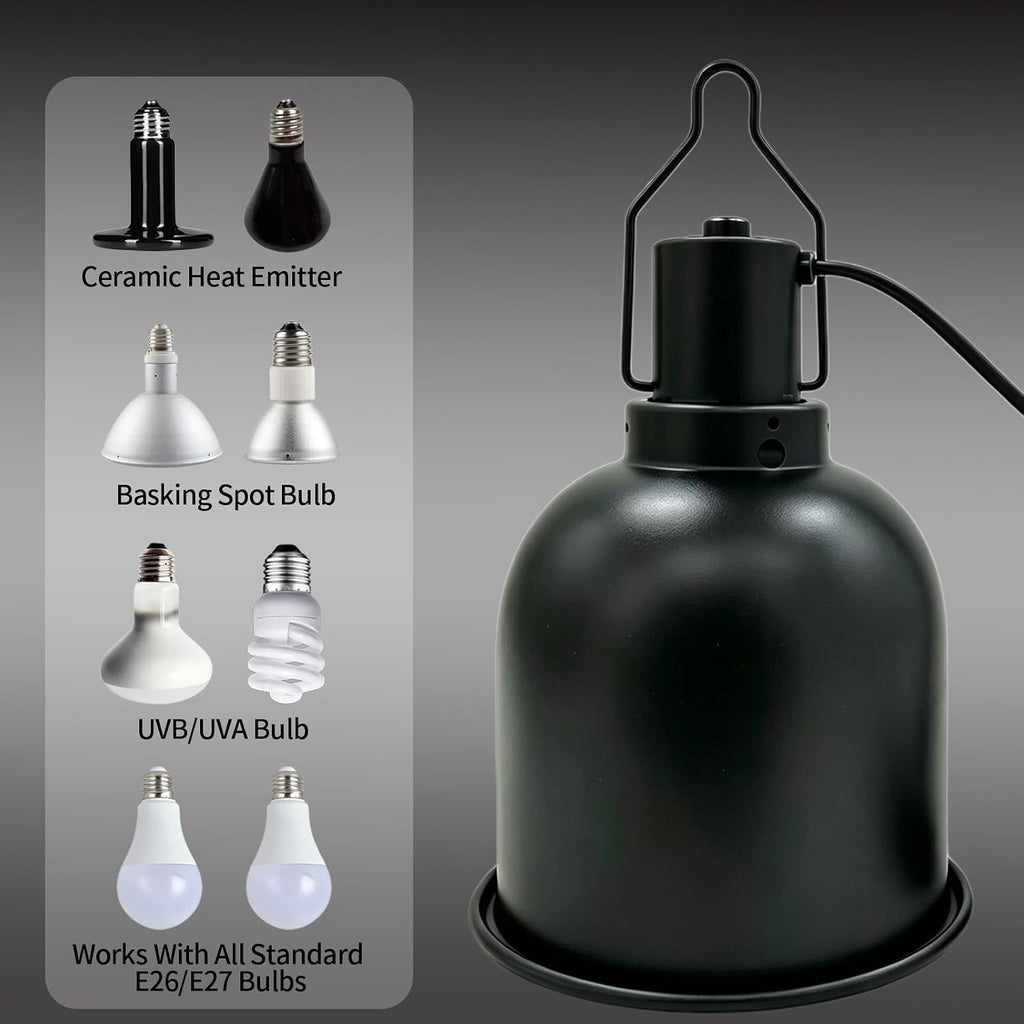 5.5" Deep Dome Reptile Light Fixture For Heat Lamp Focused Heat Lighting