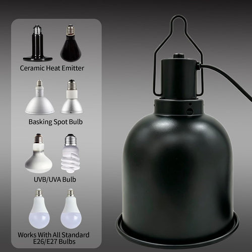 5.5" Deep Dome Reptile Light Fixture For Heat Lamp Focused Heat Lighting