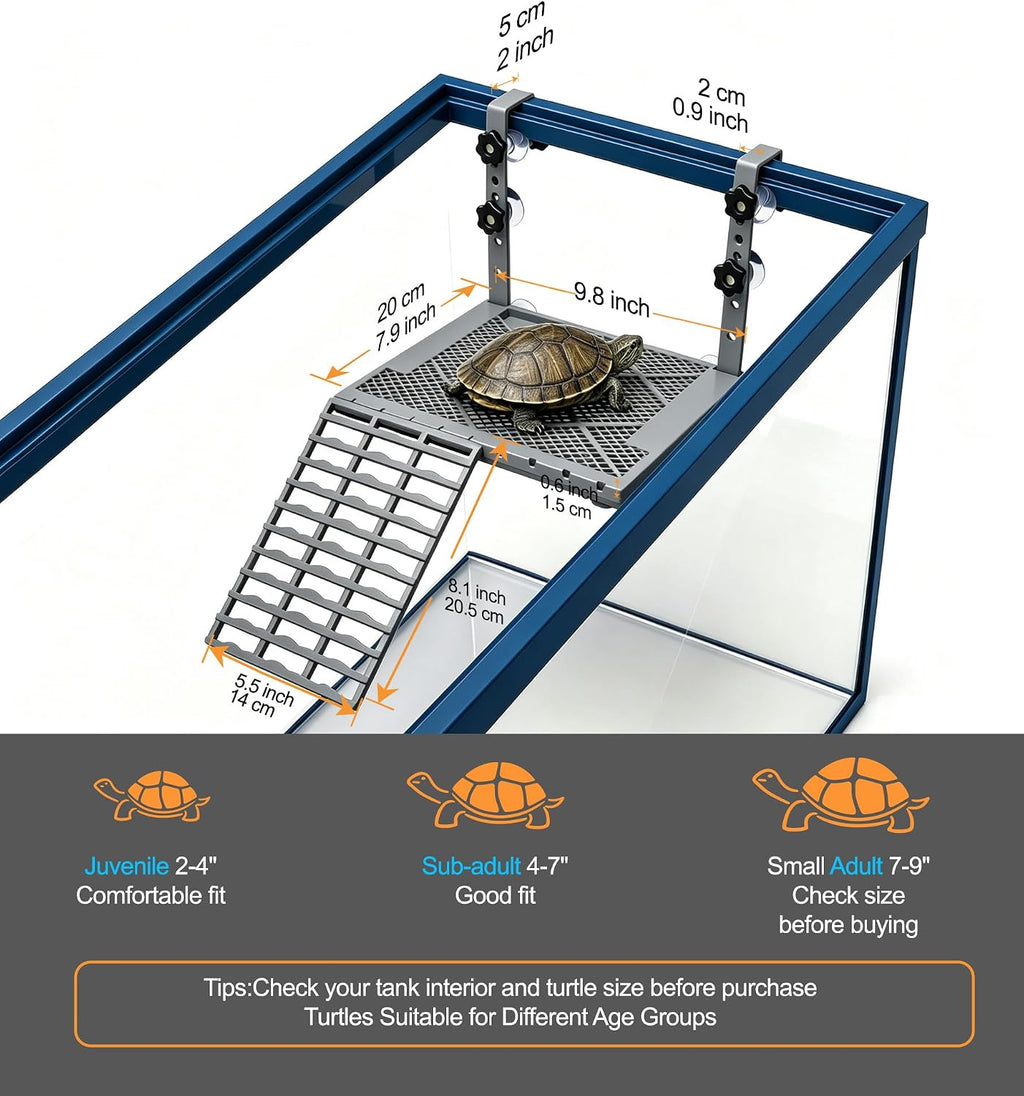Adjustable Hanging Turtle Basking Platform Tortoise Habitat Above Tank