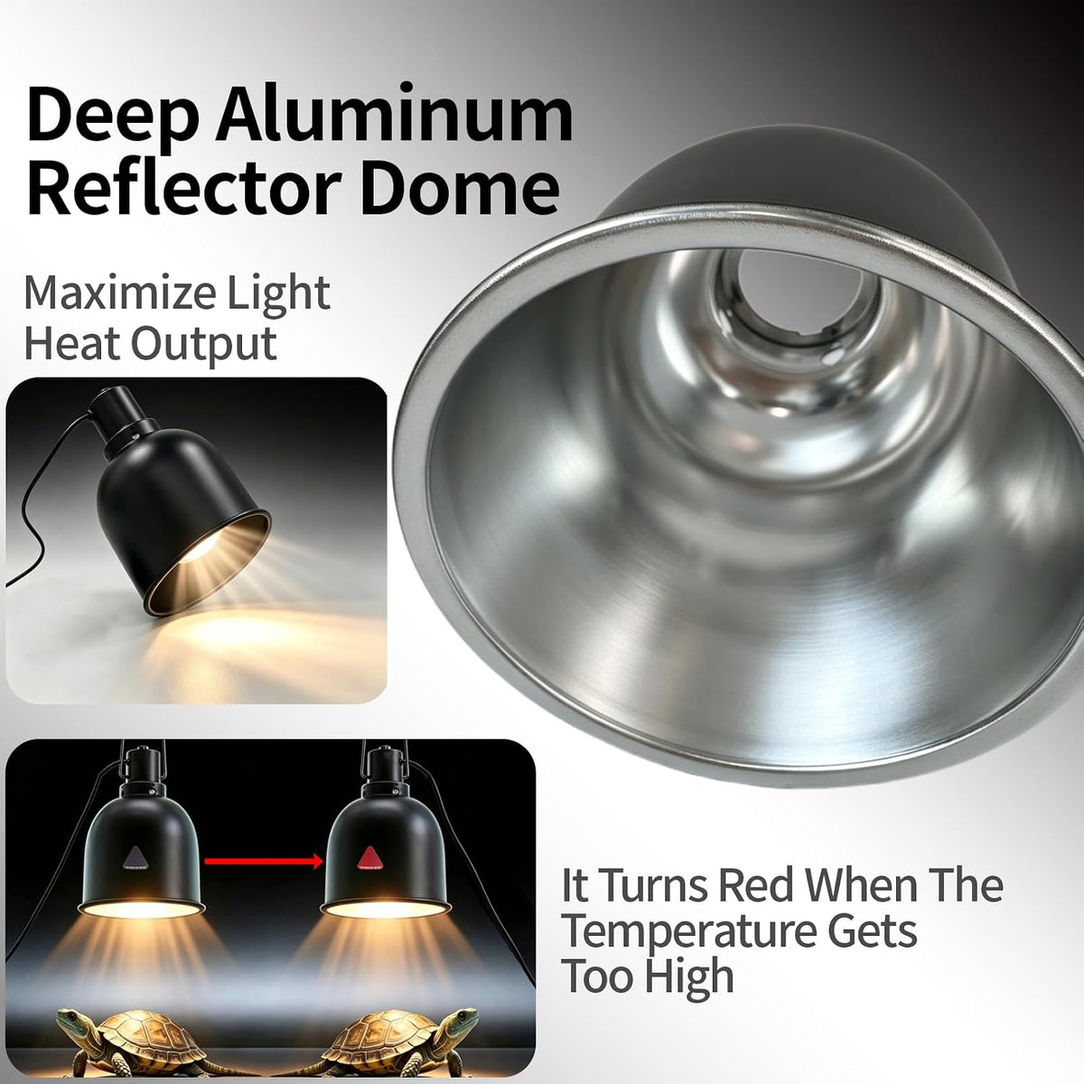 5.5" Deep Dome Reptile Light Fixture For Heat Lamp Focused Heat Lighting