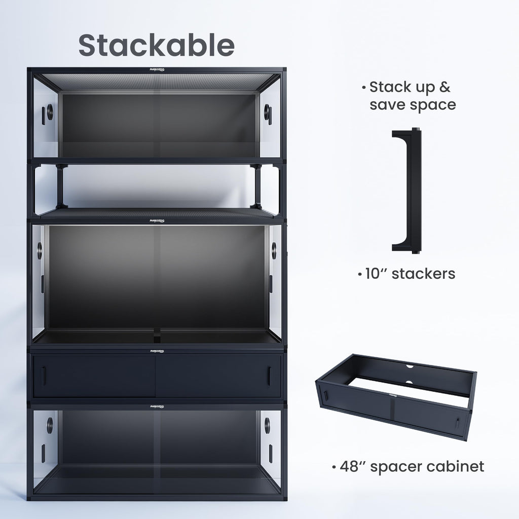 Phailozoo 120 Gallon Reptile Tank, Stackable 4x2x2 Reptile Enclosure