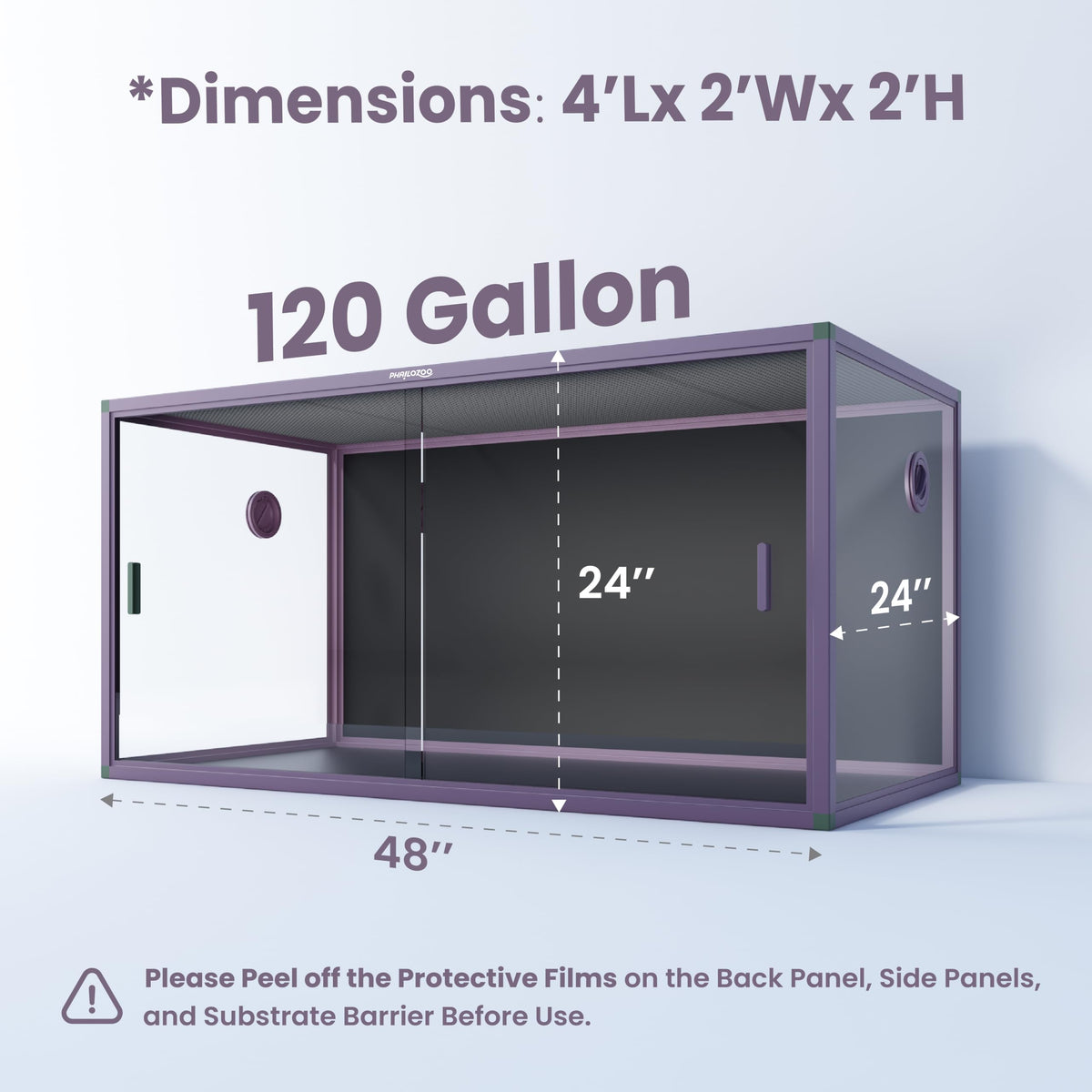 Phailozoo 120 Gallon Reptile Tank, Stackable 4x2x2 Reptile Enclosure