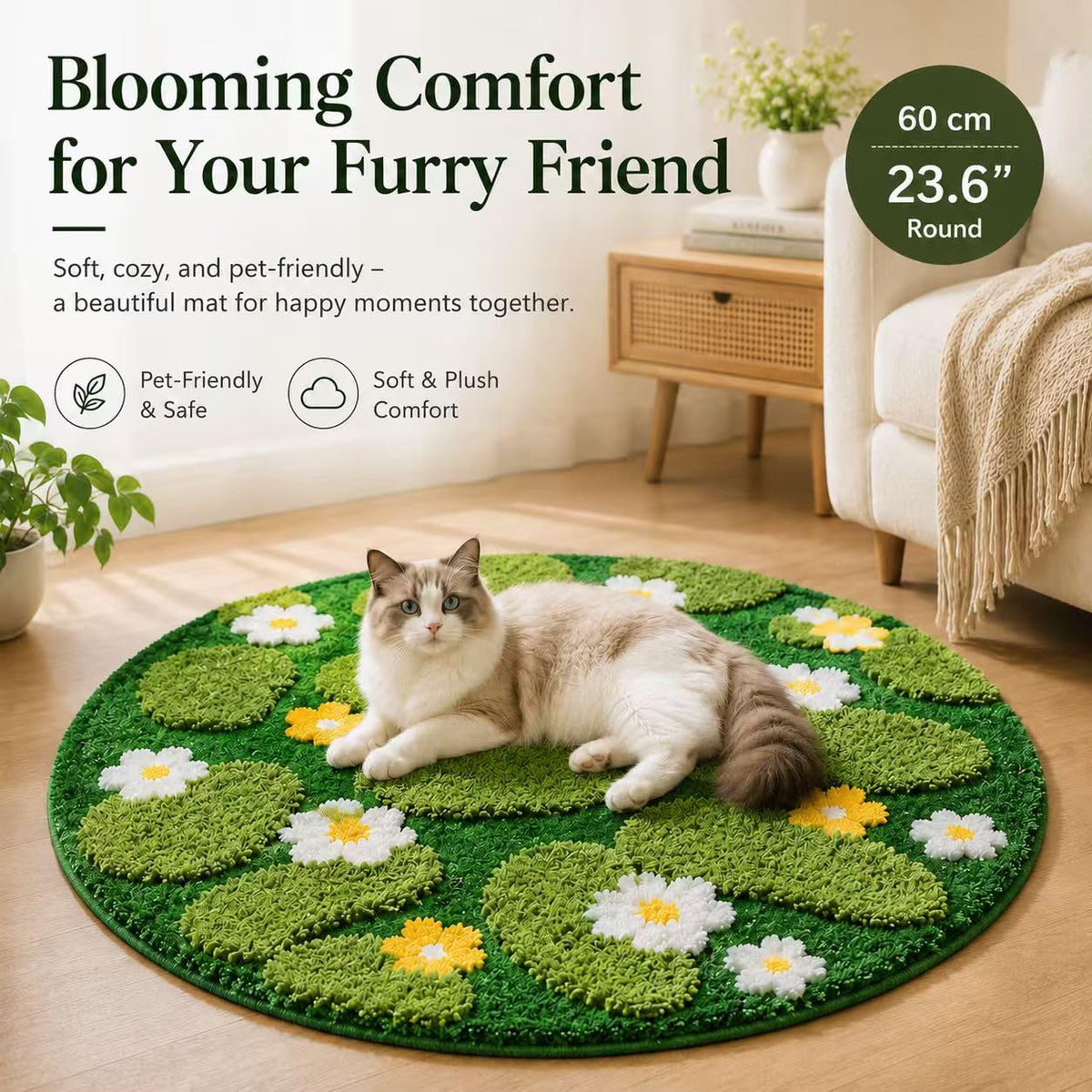 Cat Bed Pad Cat Carpet Mat for Pet Kitty Puppy (Light Green)