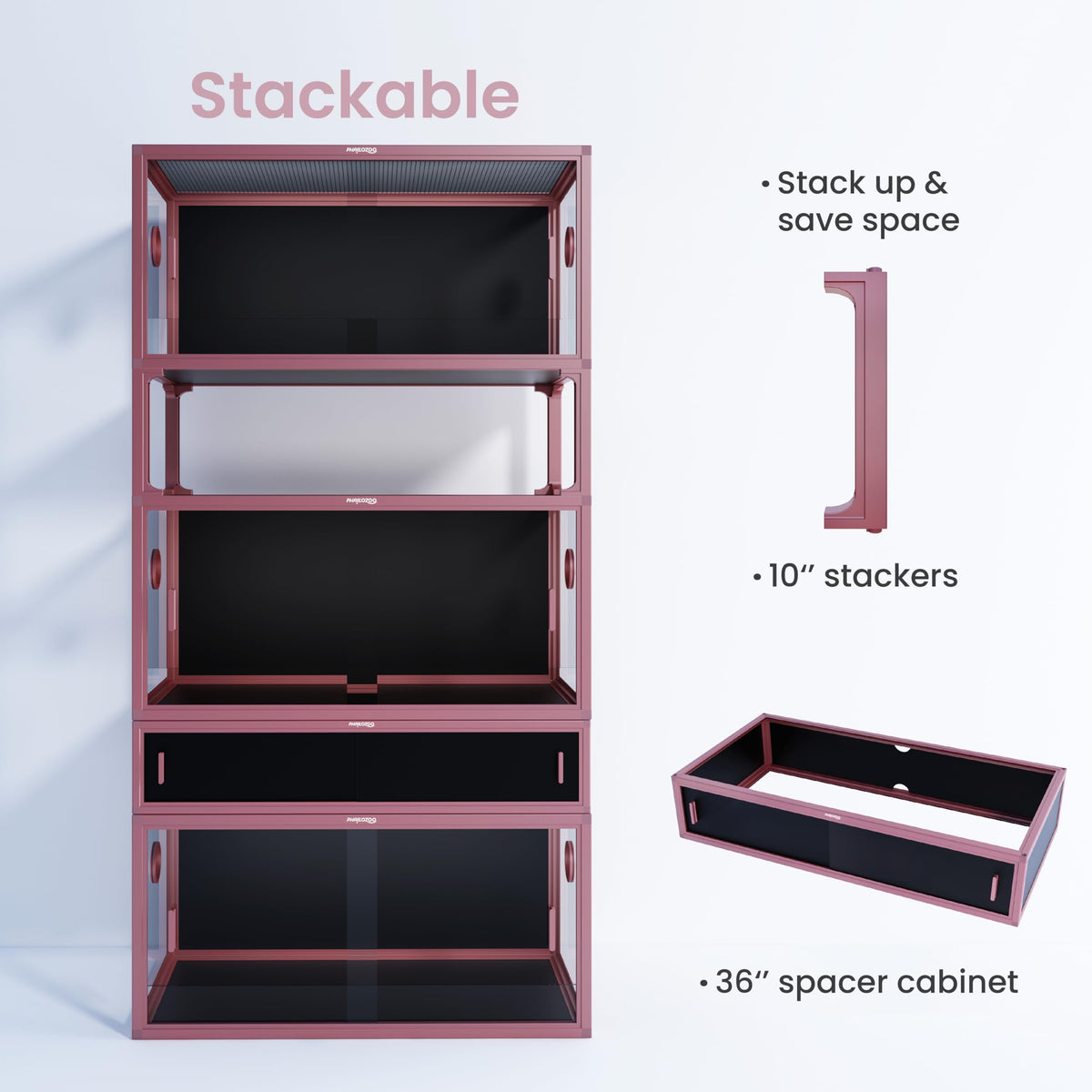 Phailozoo 120 Gallon Reptile Tank, Stackable 4x2x2 Reptile Enclosure