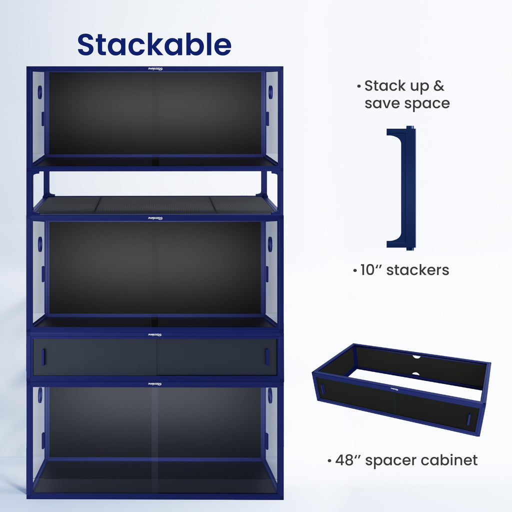 Phailozoo 120 Gallon Reptile Tank, Stackable 4x2x2 Reptile Enclosure
