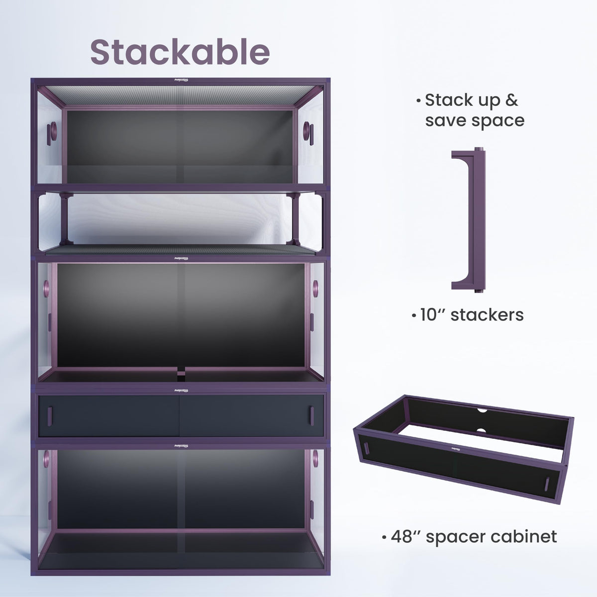 Phailozoo 120 Gallon Reptile Tank, Stackable 4x2x2 Reptile Enclosure