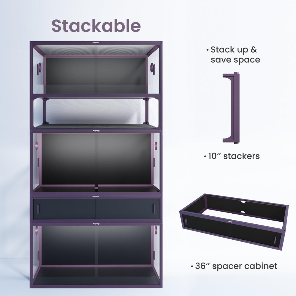 Phailozoo 120 Gallon Reptile Tank, Stackable 4x2x2 Reptile Enclosure