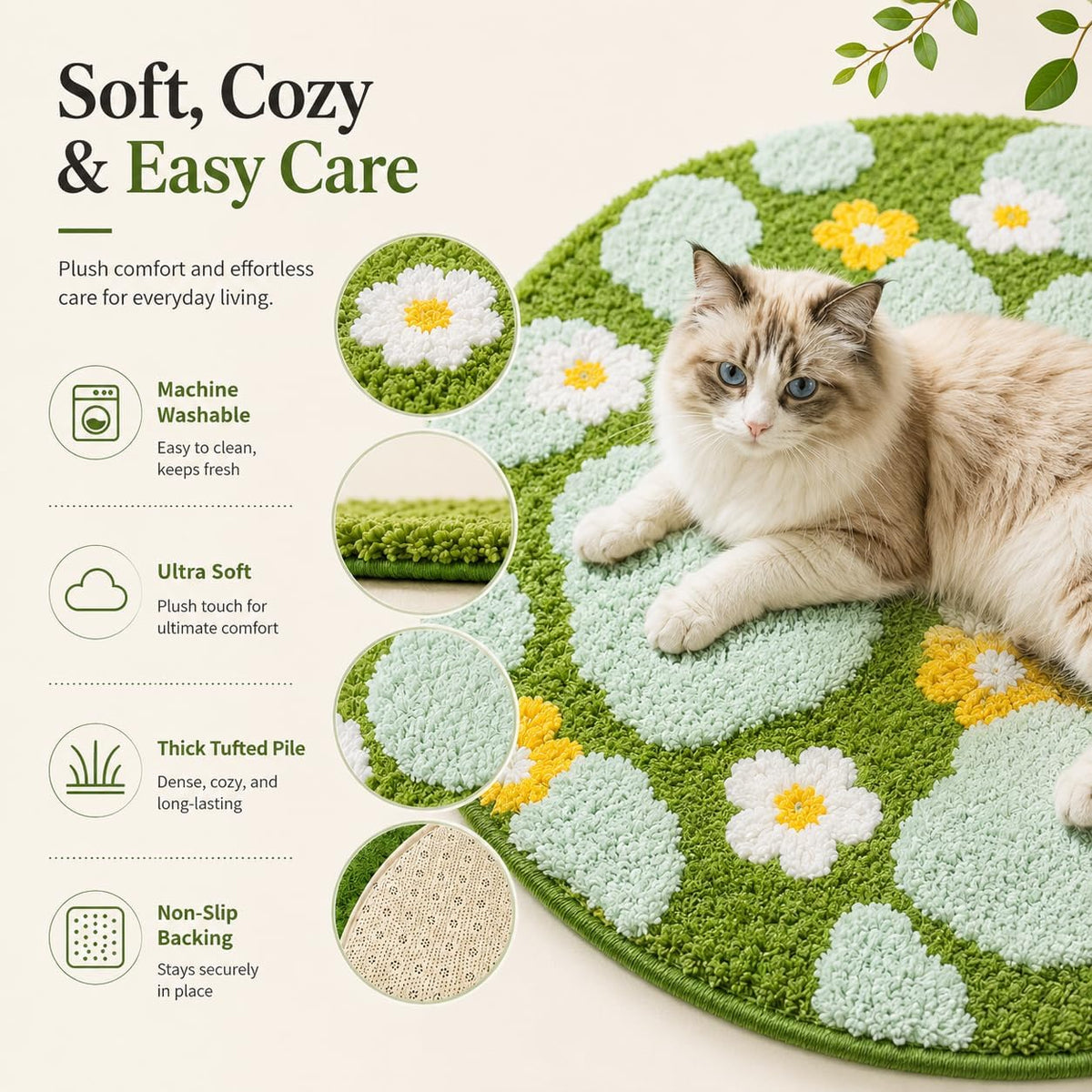 Cat Bed Pad Cat Carpet Mat for Pet Kitty Puppy (Light Green)