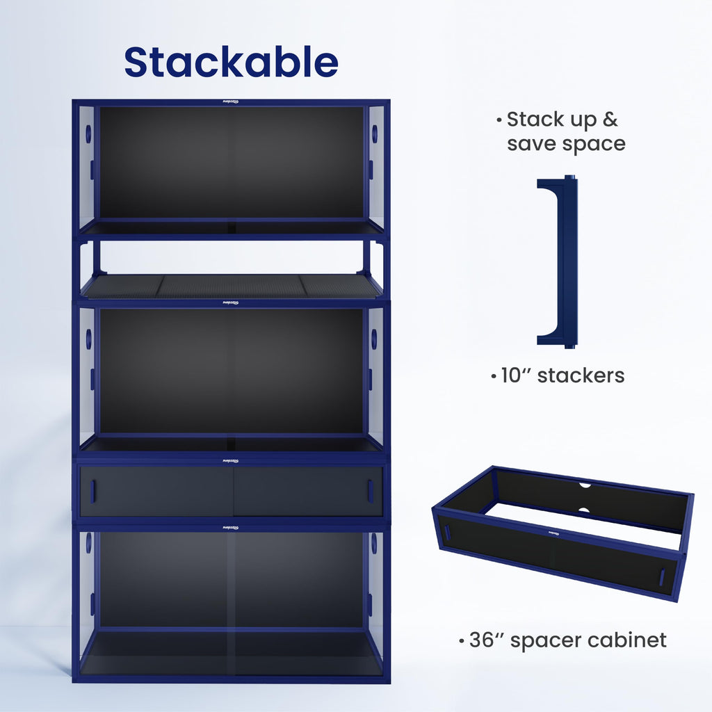 Phailozoo 120 Gallon Reptile Tank, Stackable 4x2x2 Reptile Enclosure
