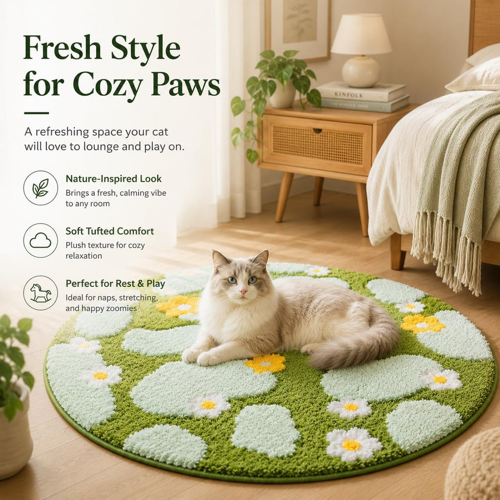 Cat Bed Pad Cat Carpet Mat for Pet Kitty Puppy (Light Green)