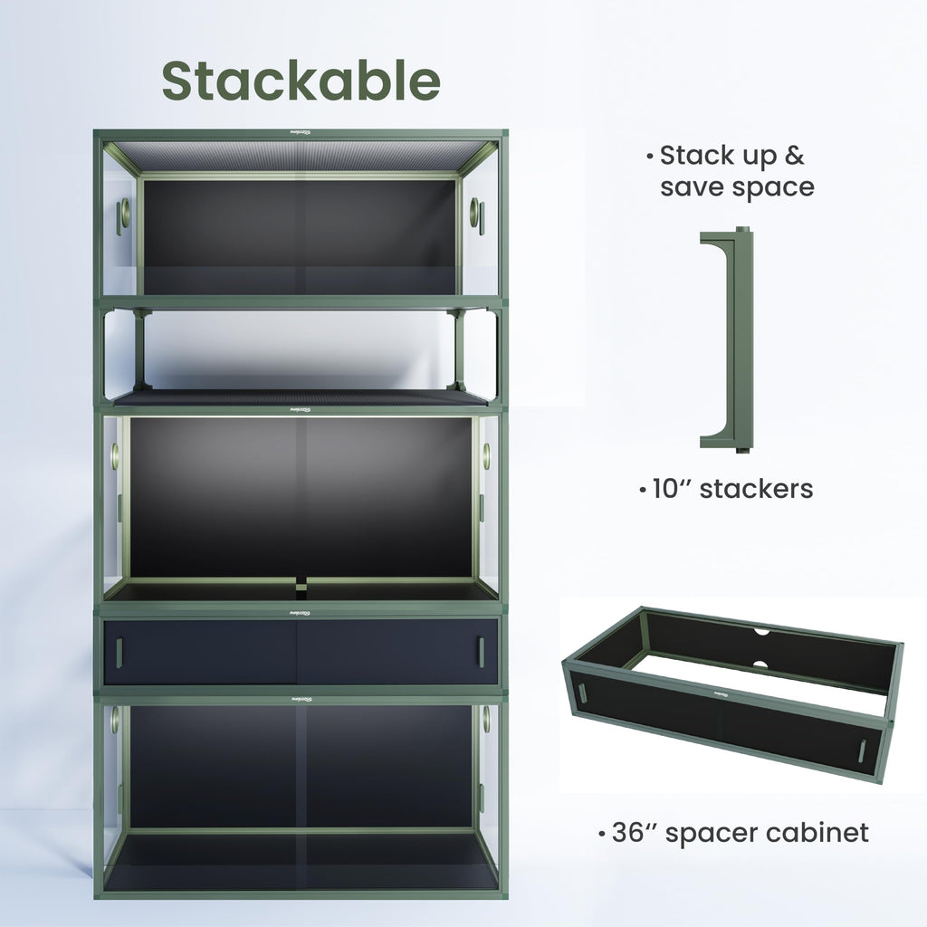 Phailozoo 120 Gallon Reptile Tank, Stackable 4x2x2 Reptile Enclosure