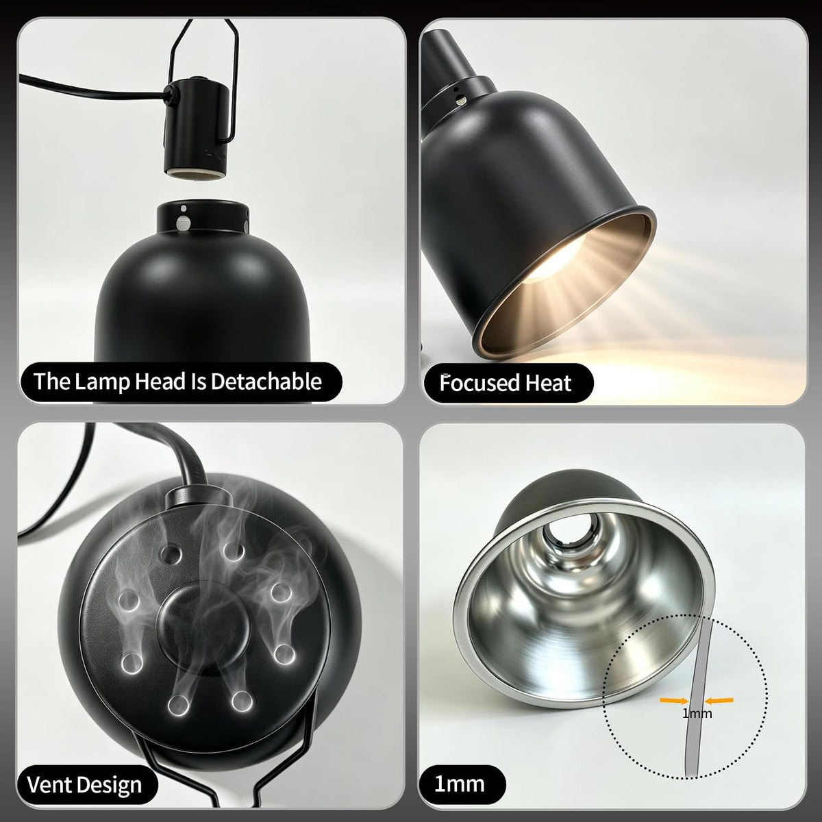 5.5" Deep Dome Reptile Light Fixture For Heat Lamp Focused Heat Lighting