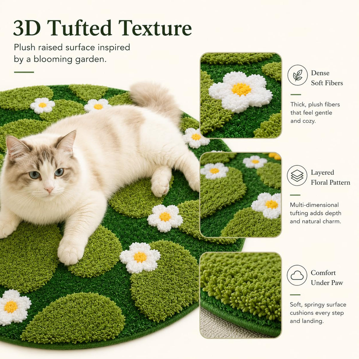 Cat Bed Pad Cat Carpet Mat for Pet Kitty Puppy (Light Green)
