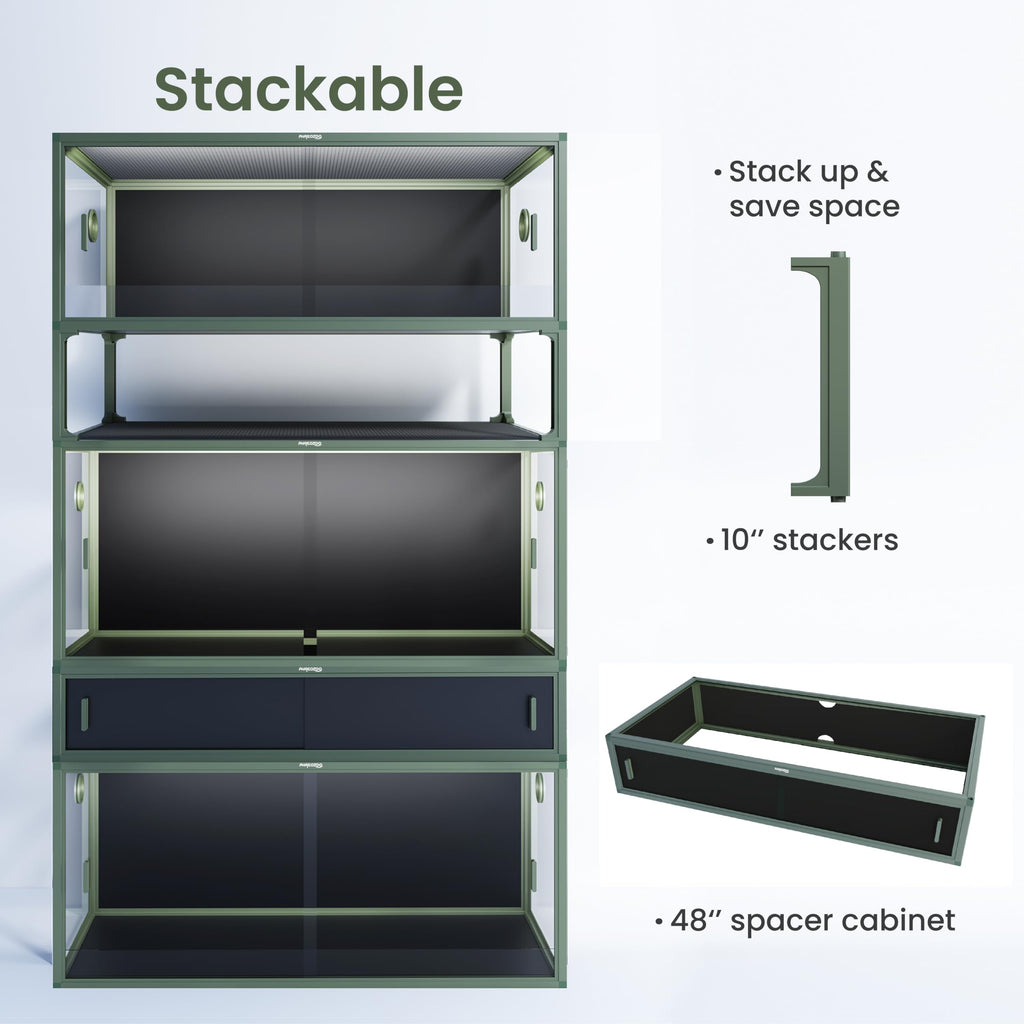 Phailozoo 120 Gallon Reptile Tank, Stackable 4x2x2 Reptile Enclosure