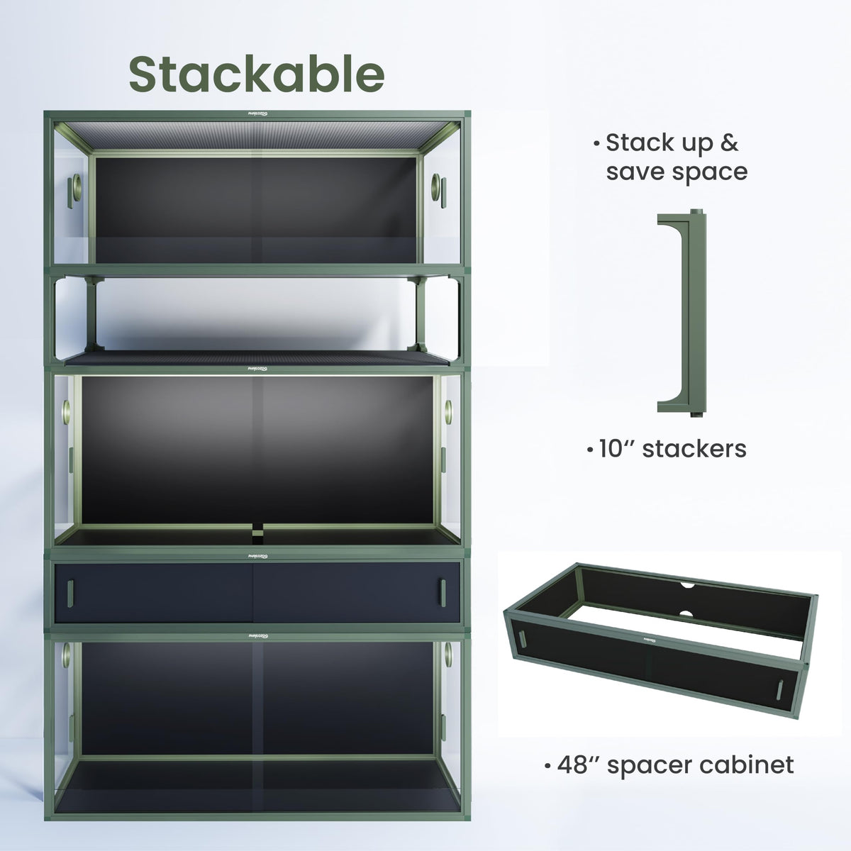 Phailozoo 120 Gallon Reptile Tank, Stackable 4x2x2 Reptile Enclosure