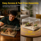 Reptile PC Tank Escape Proof Magnetic Lid Snail Terrarium Spider Enclosure