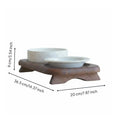 Double Ceramic Pet Bowl Stand Non-Slip Elevated Cat Bowl Set Hard to Tip over Wooden Pet Feeder for Cat, Small Dogs, Indoor