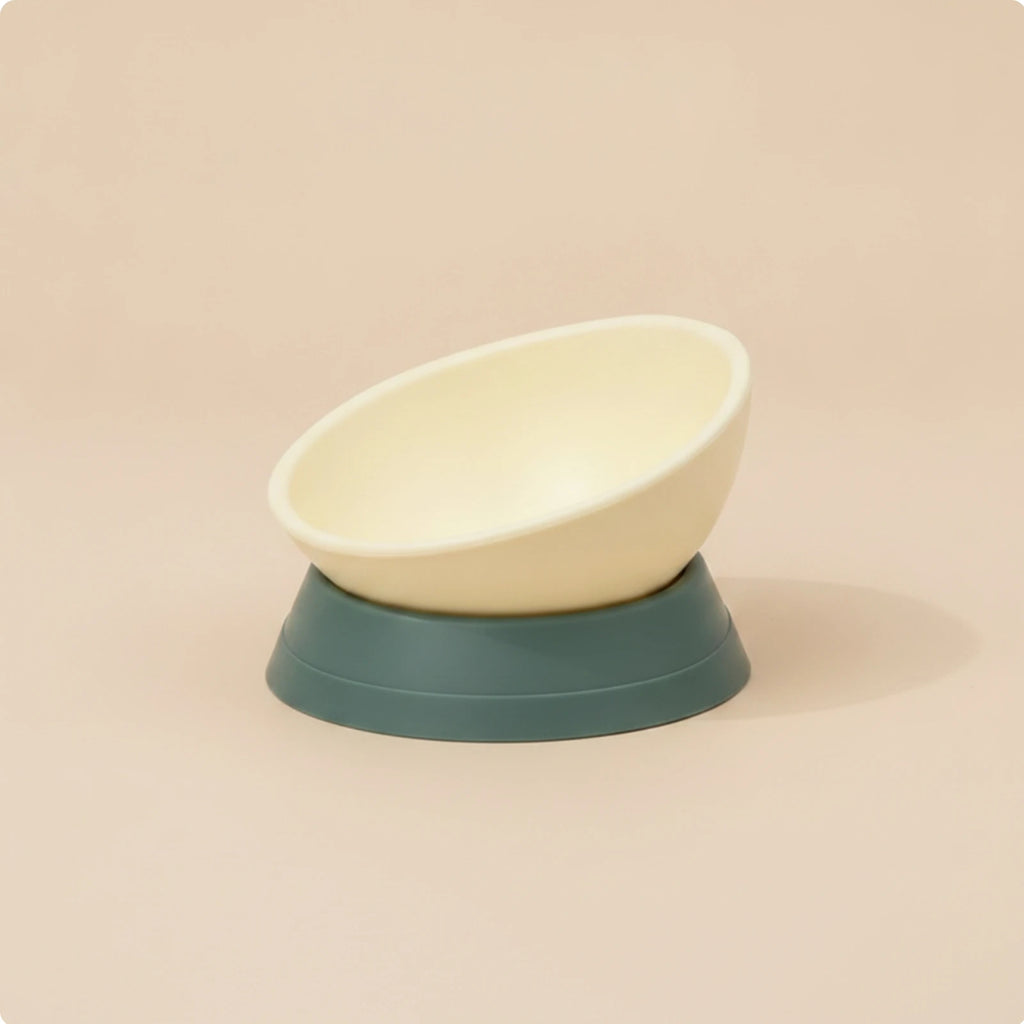 Double Ceramic Pet Bowl Stand Non-Slip Elevated Cat Bowl Set Hard to Tip over Wooden Pet Feeder for Cat, Small Dogs, Indoor