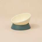 Double Ceramic Pet Bowl Stand Non-Slip Elevated Cat Bowl Set Hard to Tip over Wooden Pet Feeder for Cat, Small Dogs, Indoor