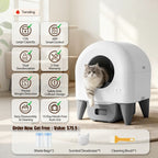 95L Self Cleaning Automatic Cat Litter Box, Smart App Monitor Enclosed Kitty Litter Box,Large Space for Multi-Cat Household White