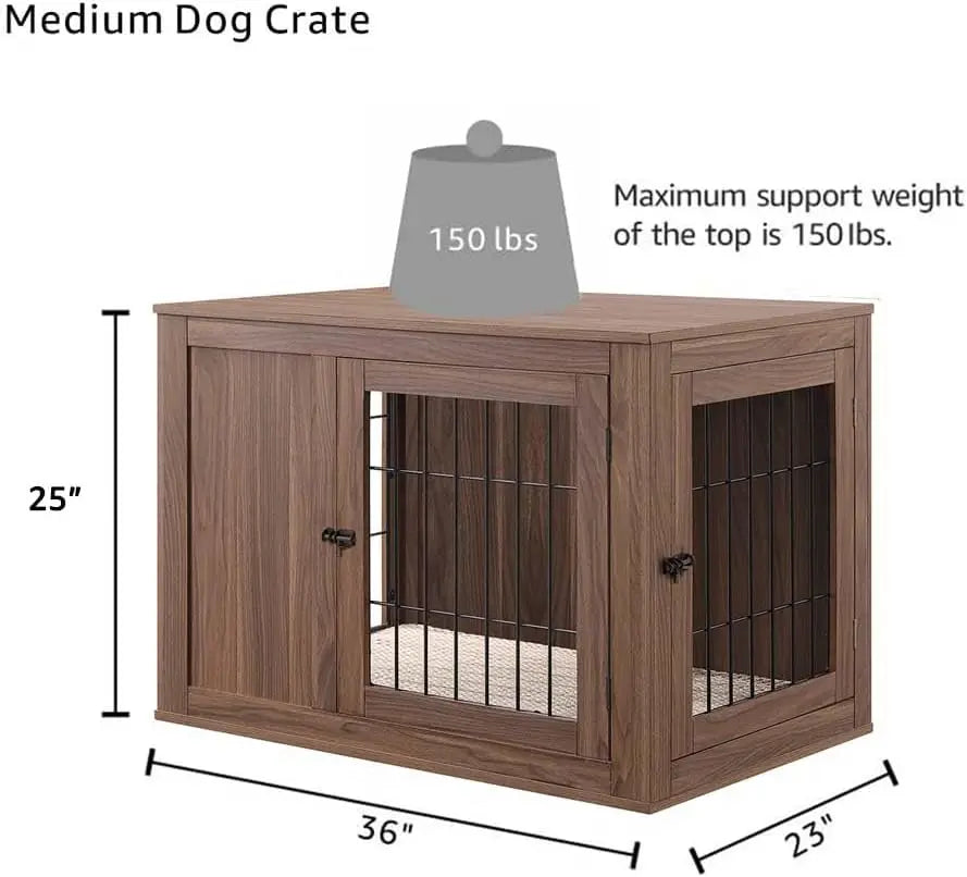 36 Inch Furniture Style Dog Crate with Cushion for Medium Dogs, Indoor Wire Cage