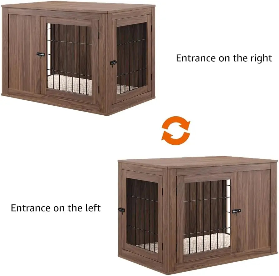 36 Inch Furniture Style Dog Crate with Cushion for Medium Dogs, Indoor Wire Cage