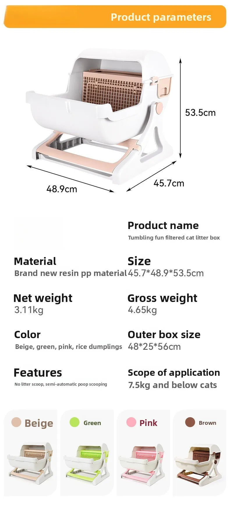 Semi-Automatic Self-Cleaning Cat Litter Box XXL Semi-Enclosed Four Seasons Cat Toilet Pet Supplies