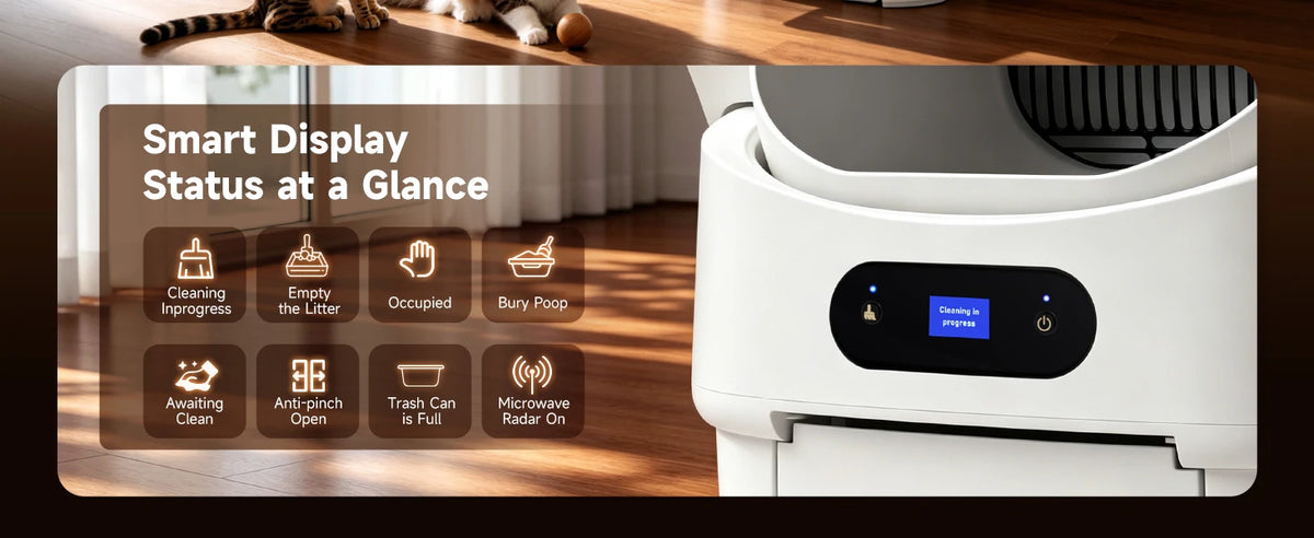 Self Cleaning Open Top Automatic Multiple Cat Litter Box, White