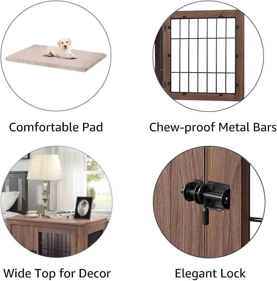 36 Inch Furniture Style Dog Crate with Cushion for Medium Dogs, Indoor Wire Cage