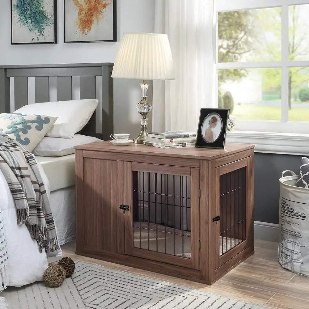36 Inch Furniture Style Dog Crate with Cushion for Medium Dogs, Indoor Wire Cage