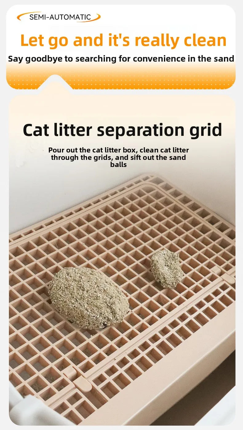 Semi-Automatic Self-Cleaning Cat Litter Box XXL Semi-Enclosed Four Seasons Cat Toilet Pet Supplies