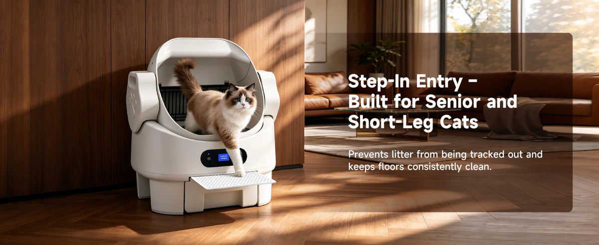 Self Cleaning Open Top Automatic Multiple Cat Litter Box, White