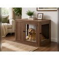 36 Inch Furniture Style Dog Crate with Cushion for Medium Dogs, Indoor Wire Cage