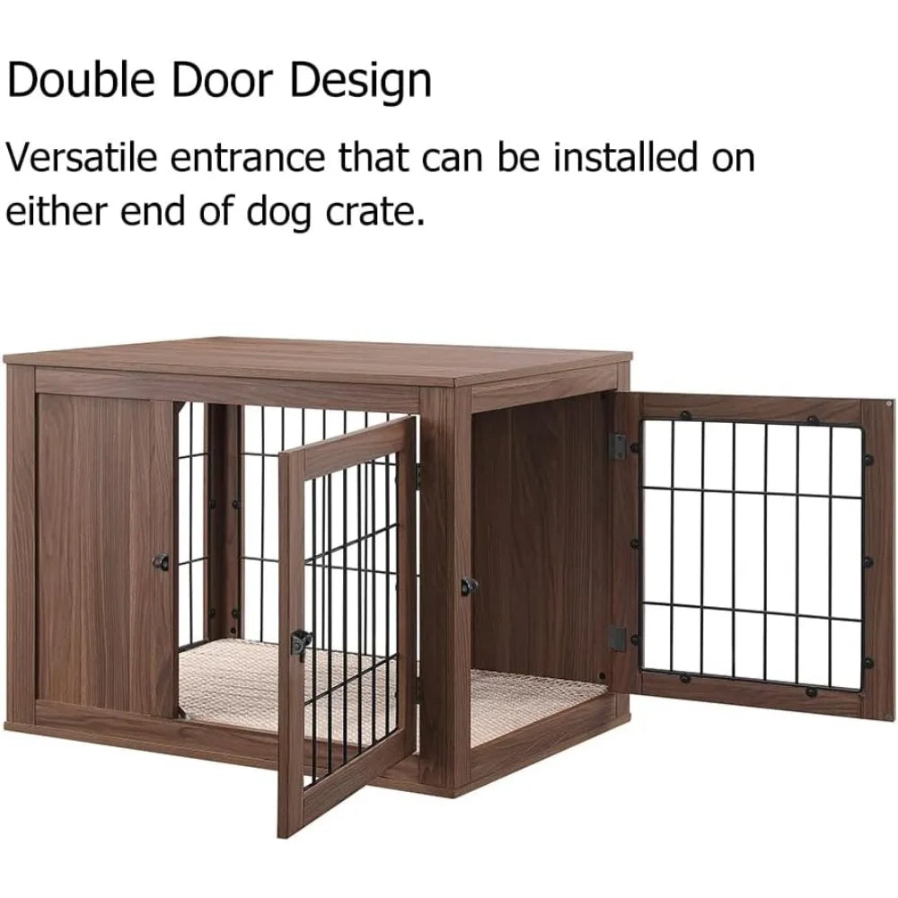 36 Inch Furniture Style Dog Crate with Cushion for Medium Dogs, Indoor Wire Cage