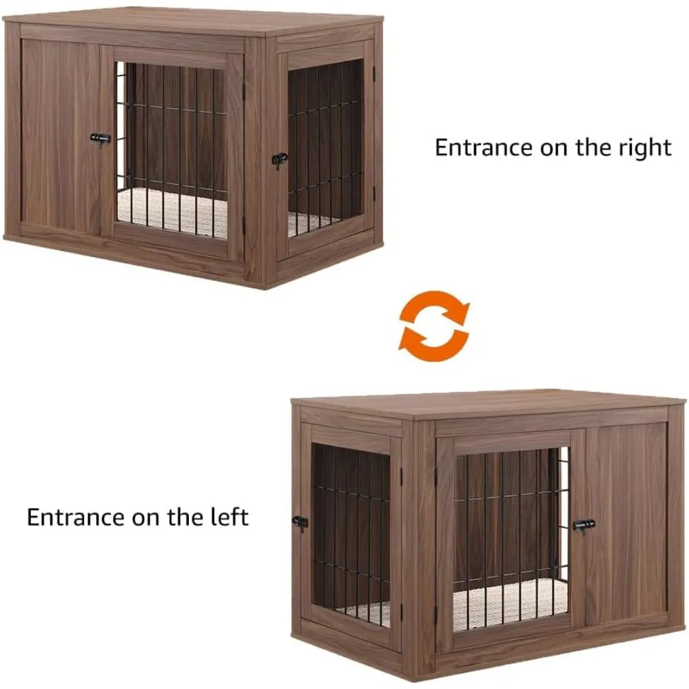 36 Inch Furniture Style Dog Crate with Cushion for Medium Dogs, Indoor Wire Cage