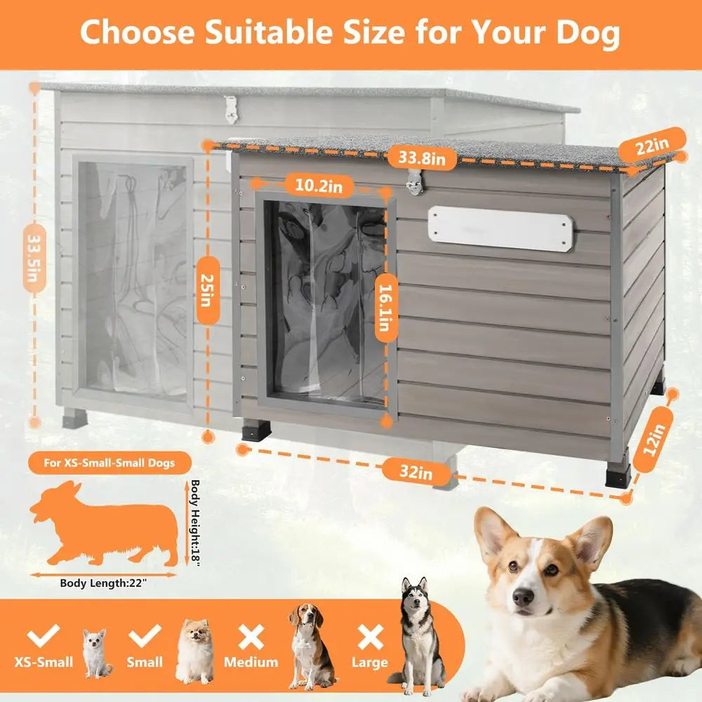 Dog House Outdoor & Indoor Anti-Chewing Iron e Dog Kennel Easy Clean and Assemble Openable Roo or Small to Medium Dog Breeds (32