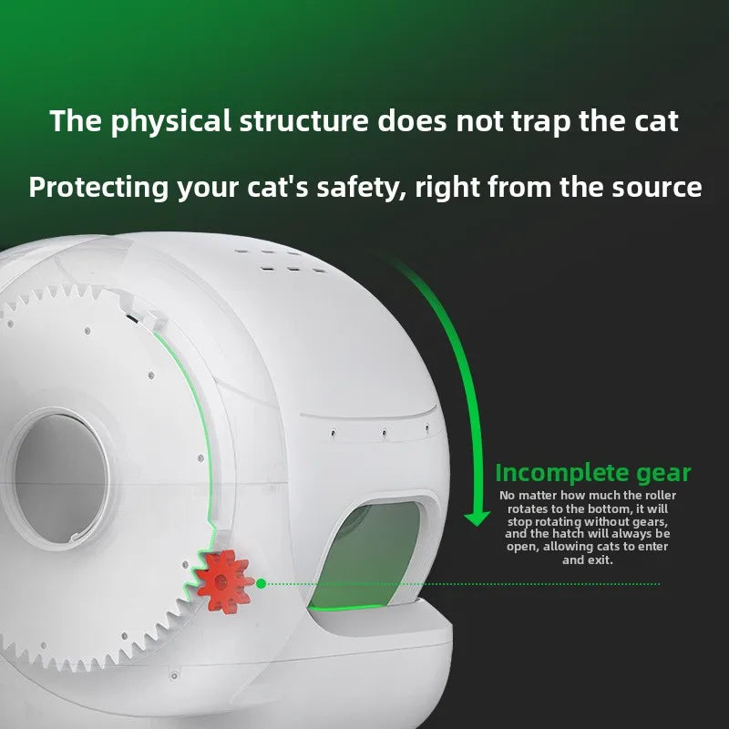 Extra Large Self-Cleaning Cat Litter Box, Enclosed Smart Toilet with Odor Control for Indoor Cats, Pet Furniture