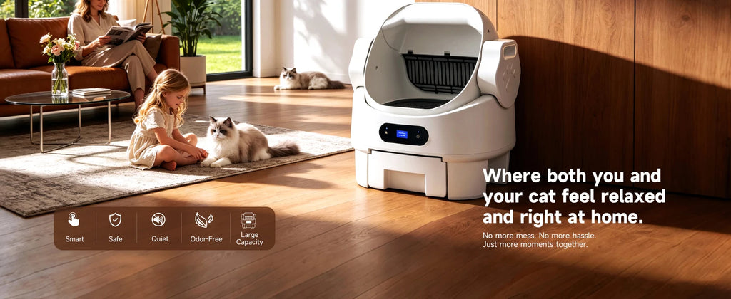 Self Cleaning Open Top Automatic Multiple Cat Litter Box, White
