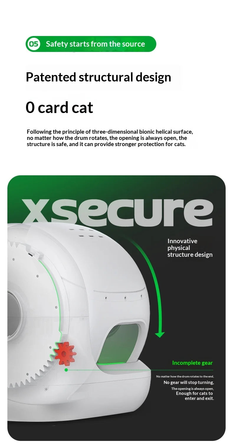 Extra Large Self-Cleaning Cat Litter Box, Enclosed Smart Toilet with Odor Control for Indoor Cats, Pet Furniture