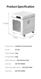 STLFLarge 100L Professional Smart Eco-Friendly Pet Hair Drying Box Fast Silent Dryer for Multi-Pet Dog Groomer Easy Use Bathroom
