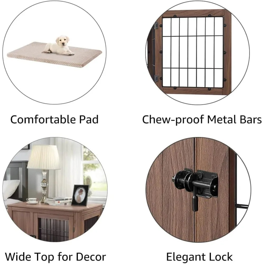 36 Inch Furniture Style Dog Crate with Cushion for Medium Dogs, Indoor Wire Cage