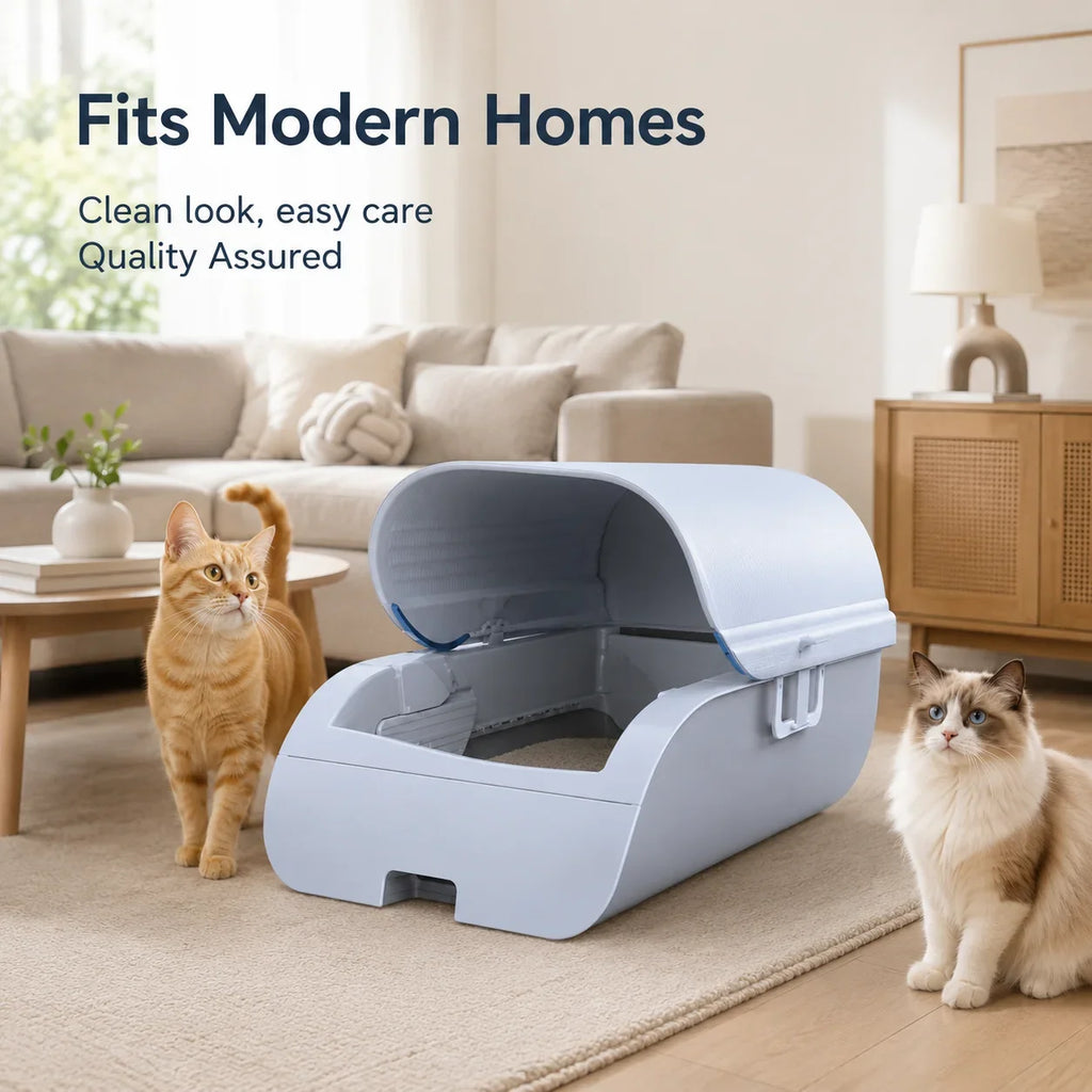 Cleaning Cat Litter Box for Automatic Odor Removal Sterilization Semi Enclosed